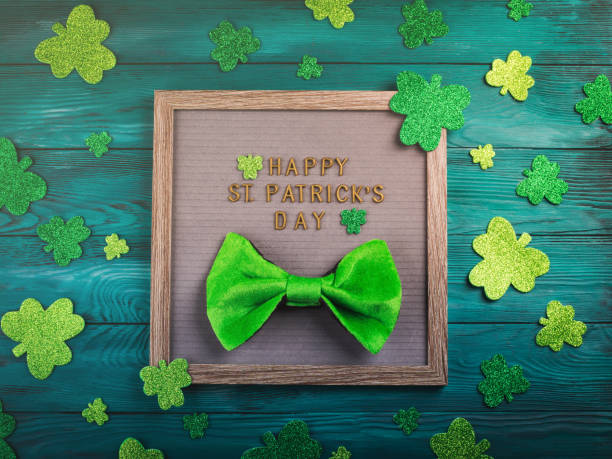 istock St Patrick Day greetings on letter board, shamrock 1207735695