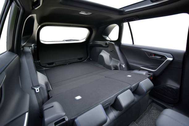 passenger car trunk with rear seats folded