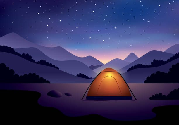 ilustrações, clipart, desenhos animados e ícones de acampando o céu noturno estrelado - europe travel destinations horizontal slovenia