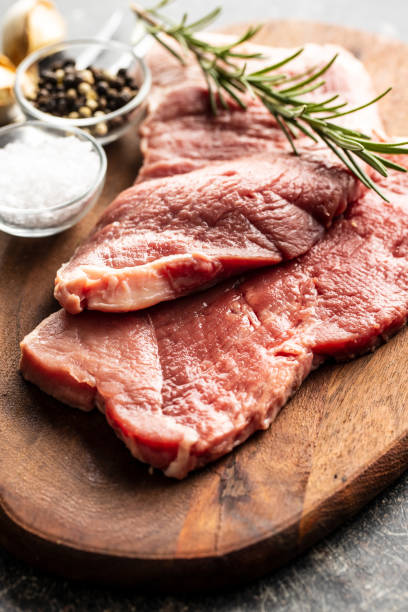 istock Raw veal schnitzel. Raw meat. 1207738670
