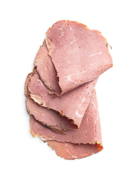 Sliced roast beef. Tasty fresh meat. Sliced roast beef. Tasty fresh meat isolated on white backgrund. roast beef photos stock pictures, royalty-free photos & images