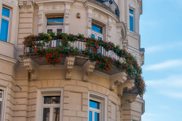 istock Old style balcony with flowers in Budapest 1207740693