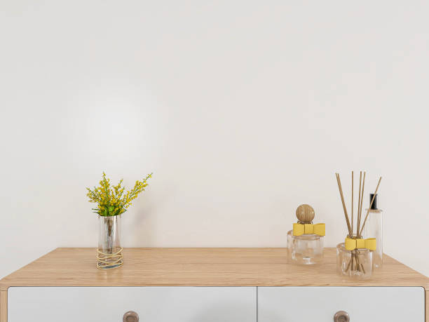 istock 3D rendering, warm dining room area design, wooden table 1207741909