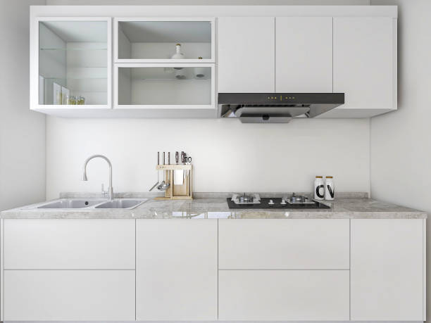 istock D rendering,Modern family kitchen design, new cabinets and kitchenware 1207742030