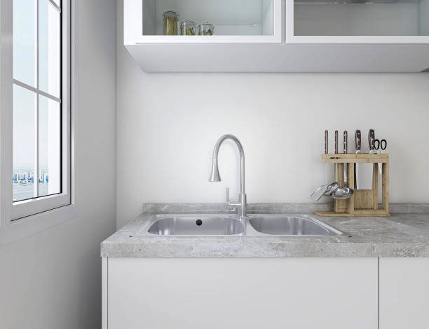 istock D rendering,Modern family kitchen design, new cabinets and kitchenware 1207742035