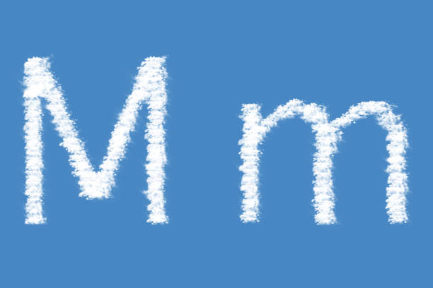 istock Letter M from real clouds shapes. Cloud alphabet. 1207742800