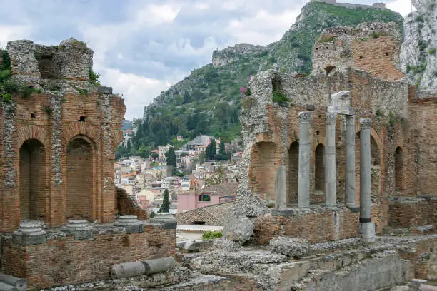 Photo of Ruins of ancient Greek theatre in Taormina, Sicily, Italy