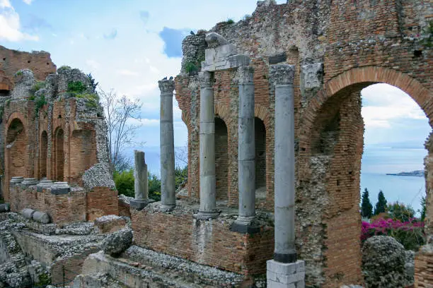 Photo of Ruins of ancient Greek theatre in Taormina, Sicily, Italy