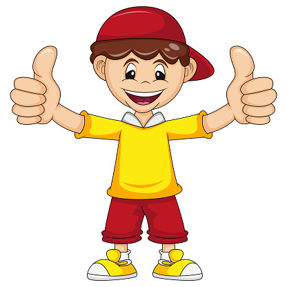 A Boy Give Two Thumbs Up Cartoon Vector Illustration Stock Illustration -  Download Image Now - iStock