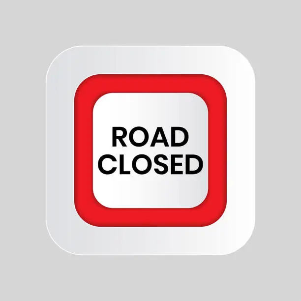 Vector illustration of Closed road sign for barrier Construction marking