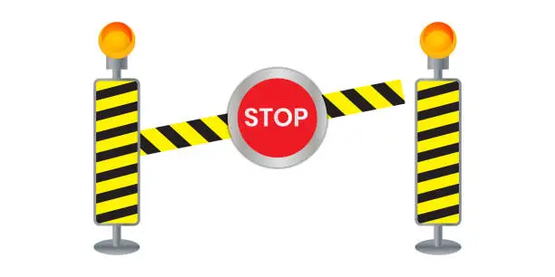 Vector illustration of Closed road sign for barrier Construction marking