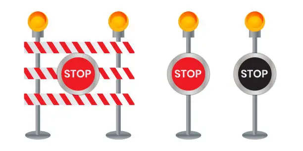 Vector illustration of Closed road sign for barrier Construction marking