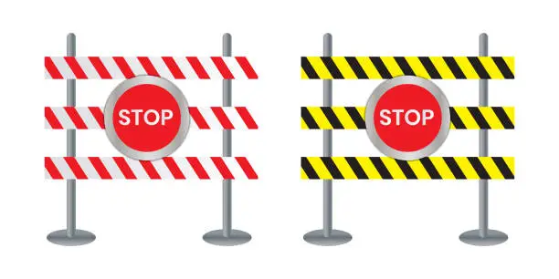 Vector illustration of Closed road sign for barrier Construction marking