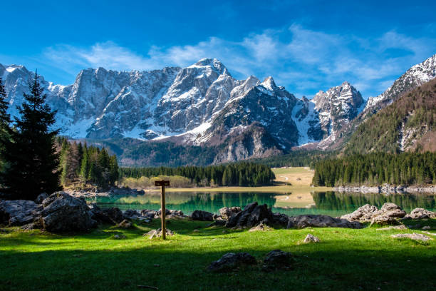 istock Spring morning at the alpine lake 1207763098