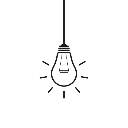 hanging light bulb icon can be used for applications or websites