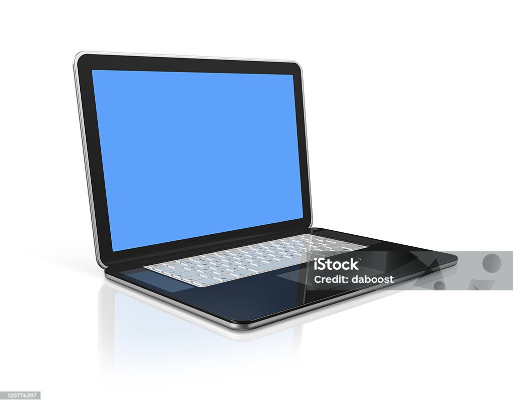 Preto computador portátil isolado no branco com Traçado de Recorte - Royalty-free Aberto Foto de stock