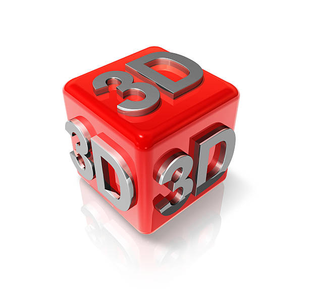 logo sur une 3d cube rouge - 3dtv photos et images de collection