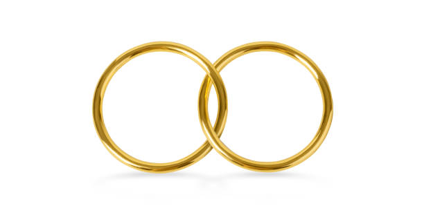 istock Golden rings isolated on white 1207768751