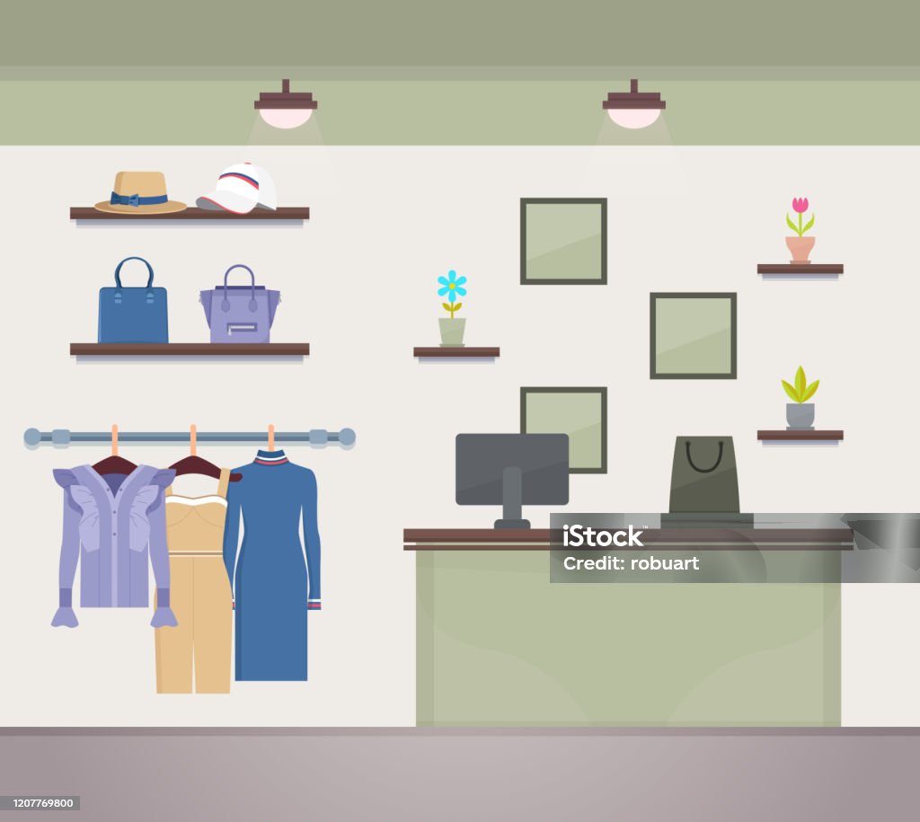 Store Coodction Store Collection Of Clothes Vector Illustration Stock Illustration ...