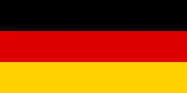 Vector illustration of The German national flag is isolated in official colors.