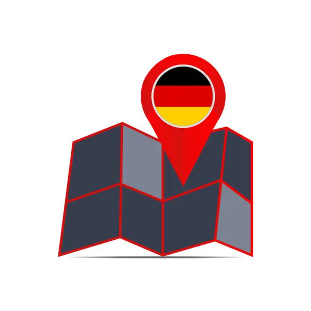 Vector illustration of Map pin icon of Germany with a country flag