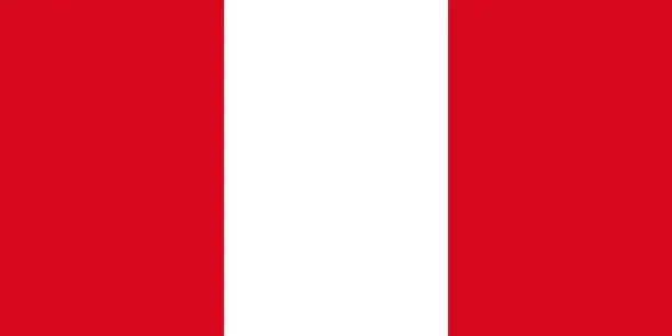 Vector illustration of Peru's national flag isolated in official colors.