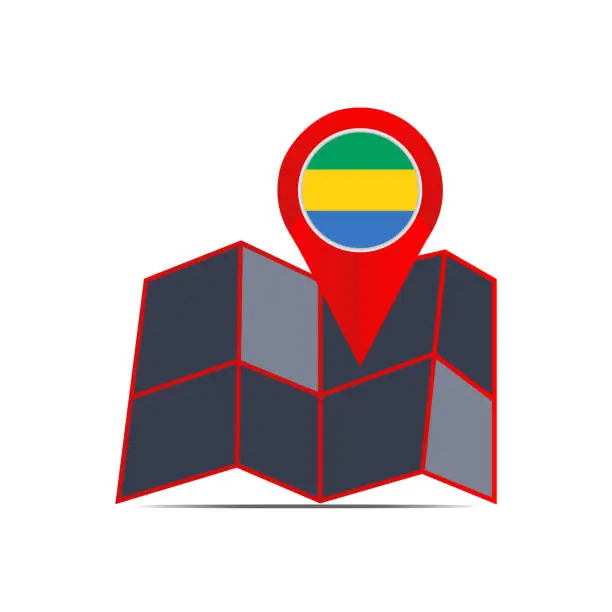 Vector illustration of Map of Gabon map is isolated with a country flag