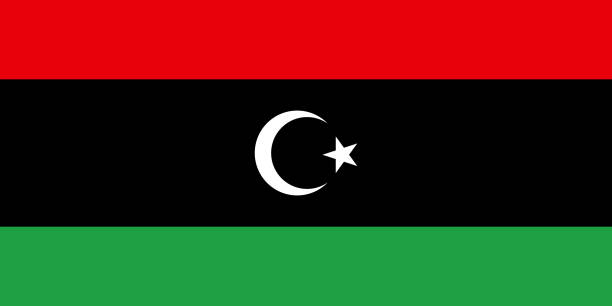 リビアの国旗は公式の色で隔離されています。 - libya flag libyan flag three dimensional shape点のイラスト素材／クリップアート素材／マンガ素材／アイコン素材