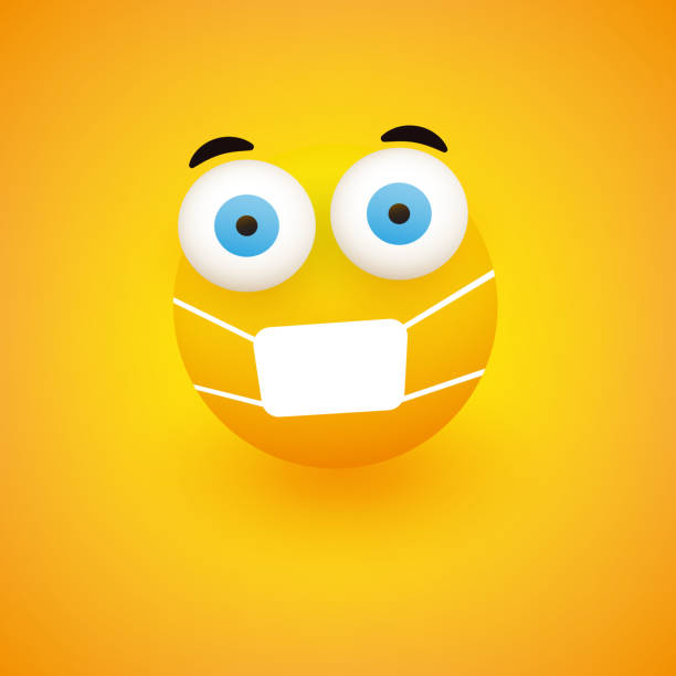 istock Fearful, Concerned Emoticon with Pop Out Eyes and Medical Mask 1207775635