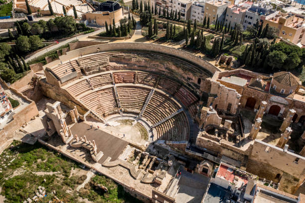Roman Theatre in Cartagena Aerial view of Roman Theatre in Cartagena murcia province stock pictures, royalty-free photos & images