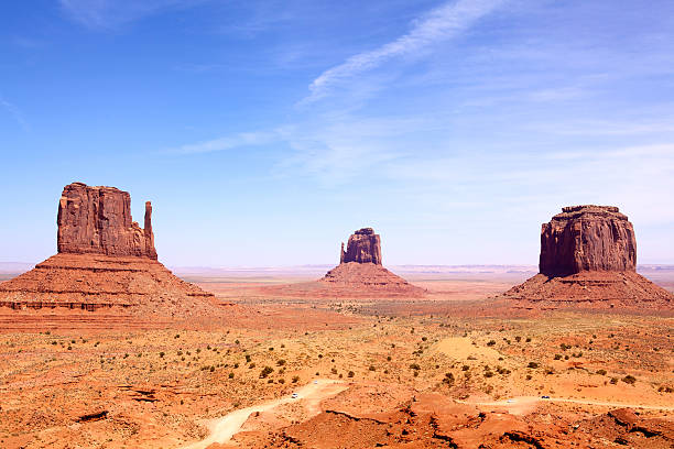 Monument Valley Left and Right Mitten and Merrick Butte, Monument Valley, Arizona-Utah, USA david merrick photos stock pictures, royalty-free photos & images