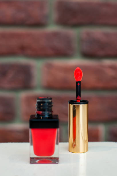 colored lipstick on white background