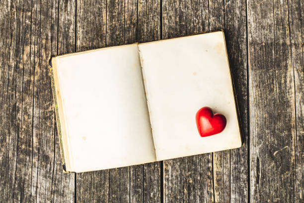 istock Love concept. Heart on open vintage book. 1207784356