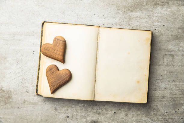 istock Love concept. Heart on open vintage book. 1207784364