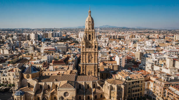 Aerial view of Murcia Cathedral Aerial view of Murcia Cathedral on a sunny day murcia province stock pictures, royalty-free photos & images