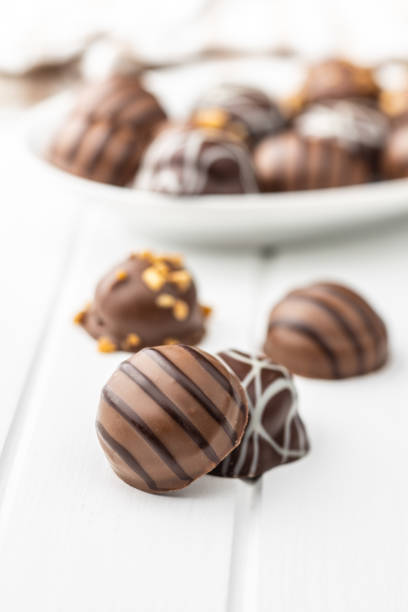 istock Praline bonbons. Chocolate truffles. 1207785227