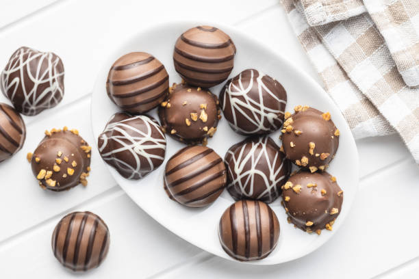 istock Praline bonbons. Chocolate truffles. 1207785243