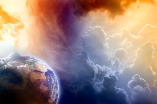Armageddon, dramatic dark background - planet Earth disaster. 