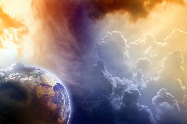 A view of the earth from clouds stock photo