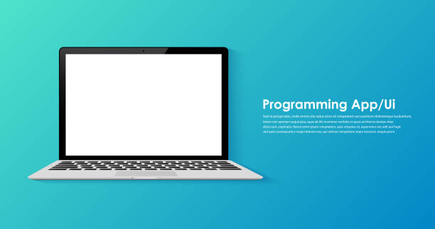 Programming and coding on laptop screen Programming and coding on laptop screen hypertext stock illustrations