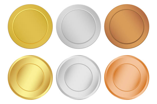 istock Set of medal winners winners isolated on a white background. Group of gold, silver and bronze awards, vector illustration 1207793412