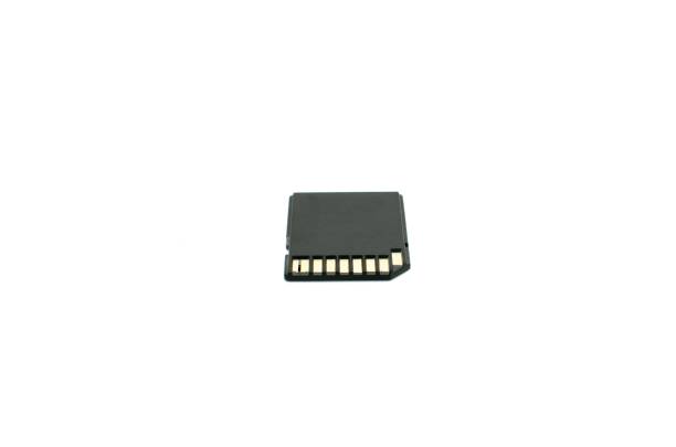 istock Close up of an SD memory card against a white background. 1207795703
