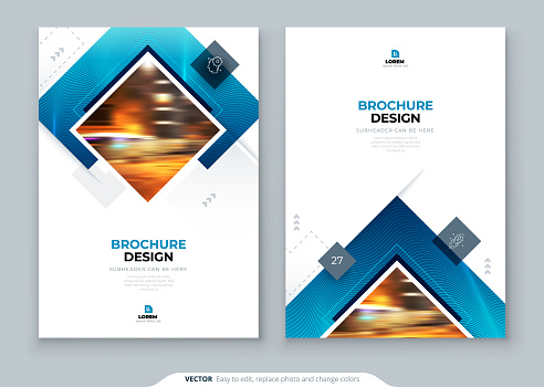 Brochure Cover Background Design. Corporate Template Layout for Business Annual Report, Catalog, Magazine or Flyer Mockup. Creative Modern Bright Concept with Square Rhombus Shapes. Vector Background.