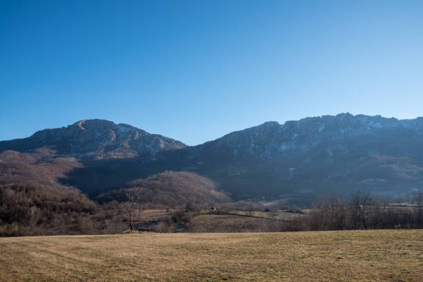 istock Beautiful winter landscape with mountains 1207801190