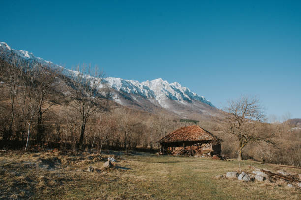 산촌의 작은 집의 아름다운 전망 - eastern europe mountain range mountain village 뉴스 사진 이미지