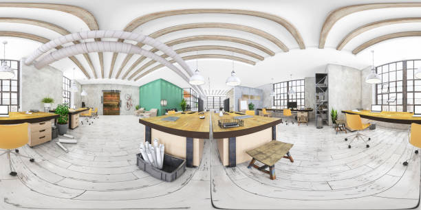 istock 360 degree VR of large modern office interior 1207801288