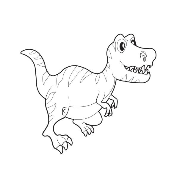 Dinosaur Colouring Page Cute Dinosaur Coloring Page Cartoon Dinosaur  Colouring Page Stock Illustration - Download Image Now - iStock