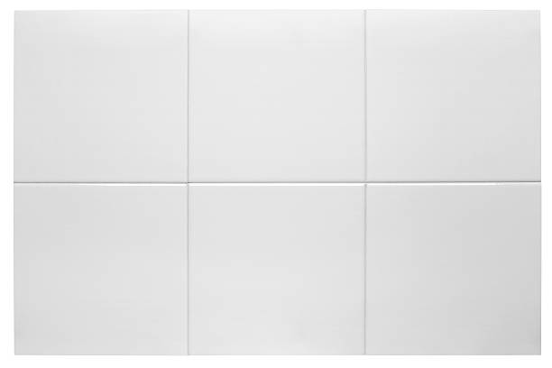 Close up of six white bathroom tiles White tiles element isolated on white background, clipping path included XXL earthenware stock pictures, royalty-free photos & images