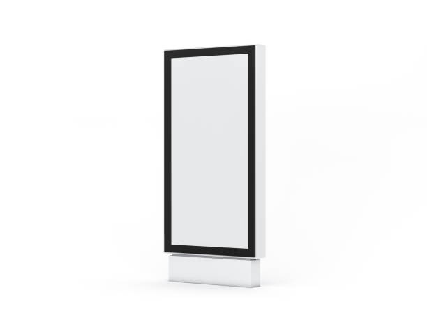 istock Vertical Media Lightbox poster billboard stand mockup for advertising isolated on white 1207807910
