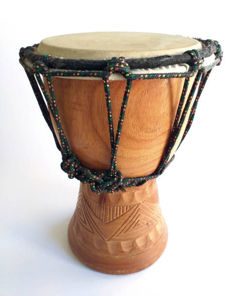 istock African Drum isolated on white background. Front view of ethnic drum, a percussion musical instrument 1207809659